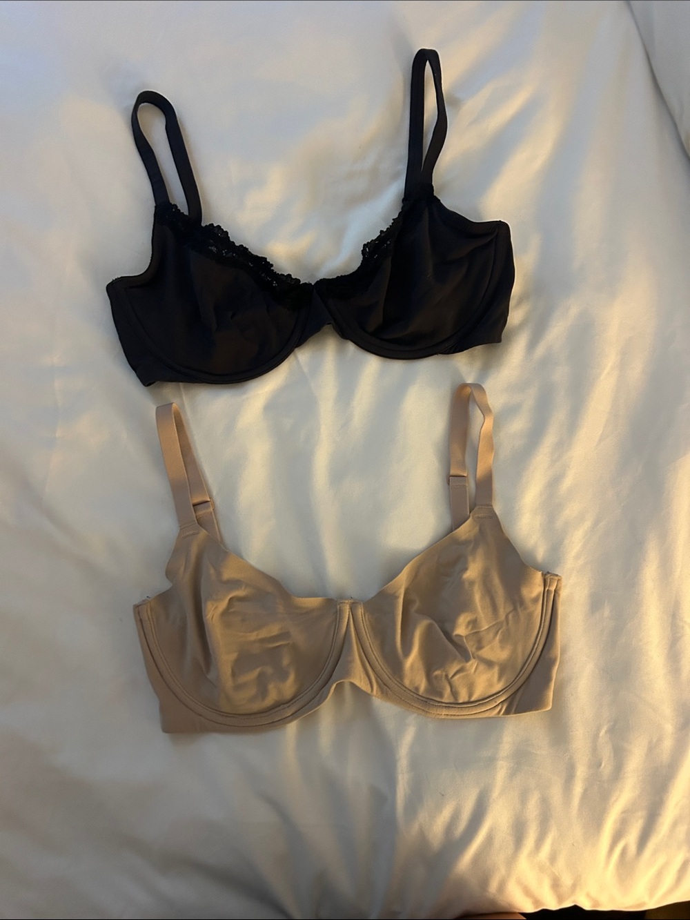 SKIMS Two-Pack Underwire Bras in Black and Nude